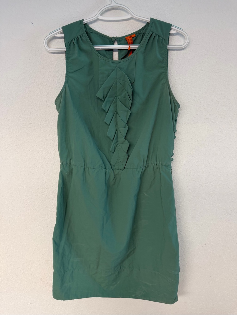 BCBGeneration Sleeveless Teal-Green Ruffle Sheath Dress